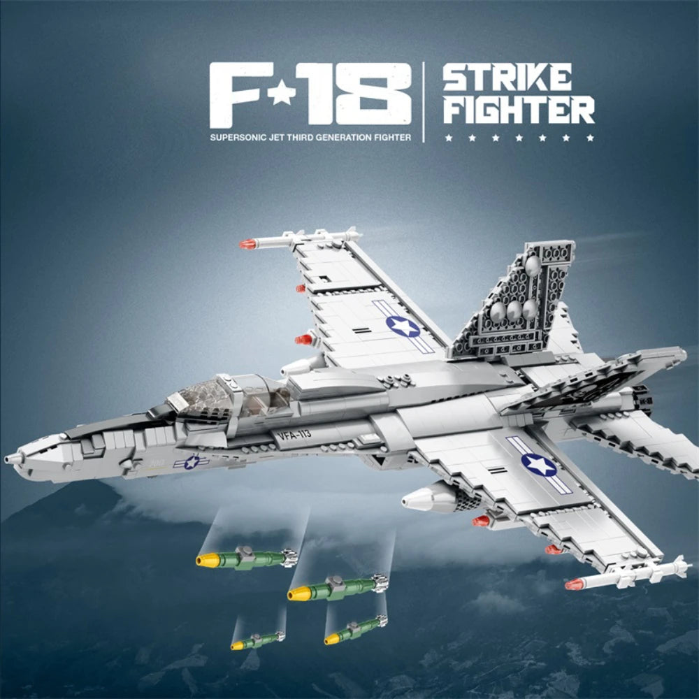 F18 Strike Hornet Fighter Building Blocks Set Jet Kit