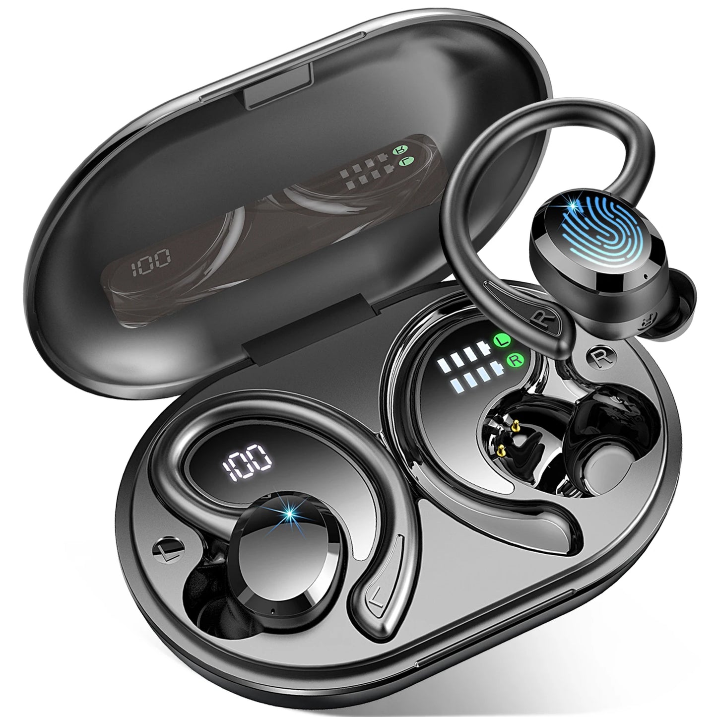 Wireless Earbuds Bluetooth 5.3 Stereo Bass In-Ear Noise Cancelling Microphone IP7 Waterproof Sports 40 Hours Playback