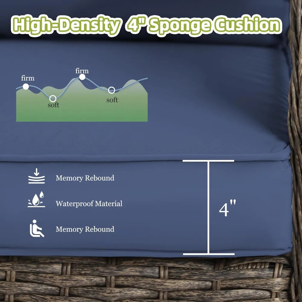 Outdoor Patio Furniture Set Wicker Sectional Couch with Loveseat and 360 Degree Swivel Rocker Glider Chairs