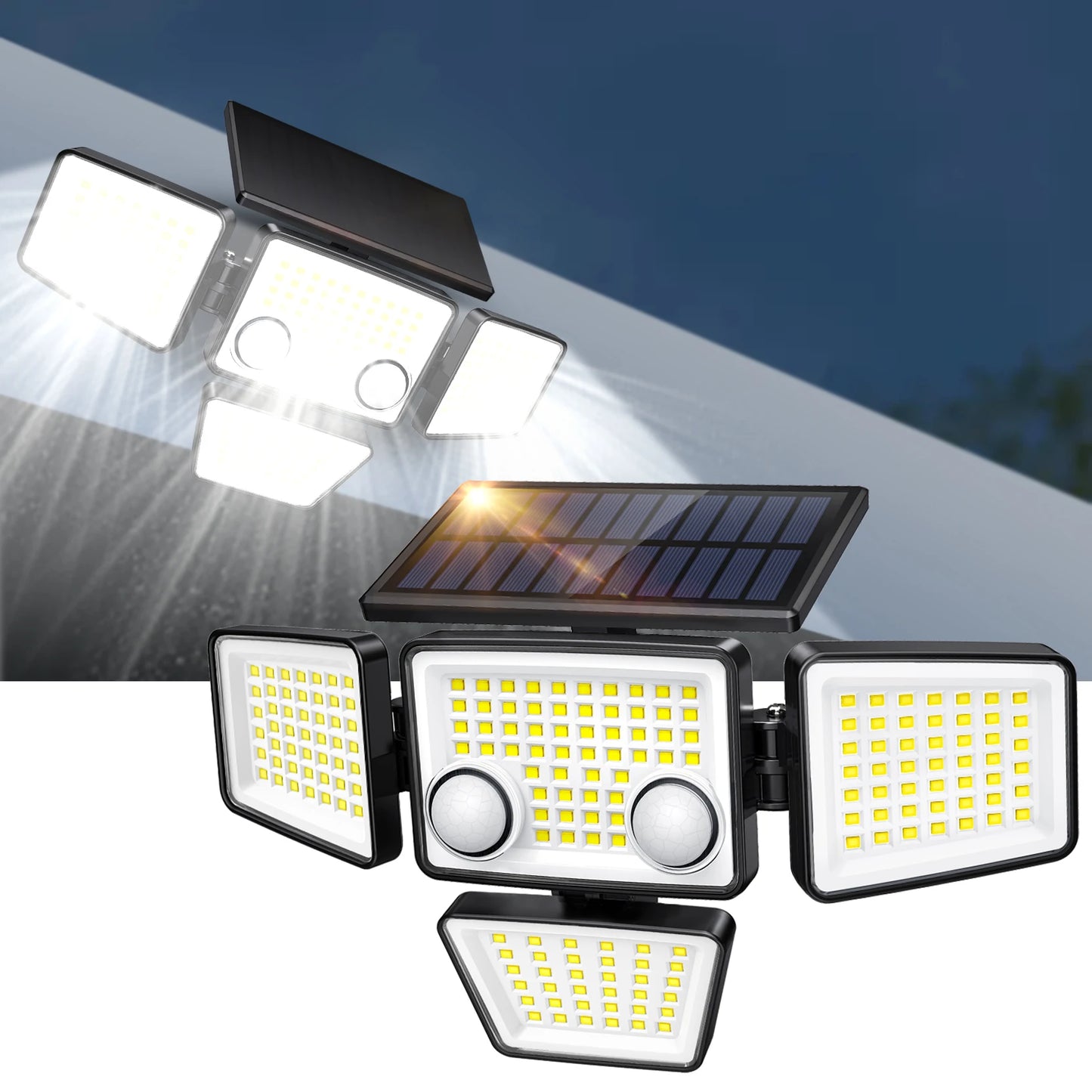 Solar Outdoor Motion Sensor Lights 3000LM 188 LED Flood Security Lights for Backyard Patio
