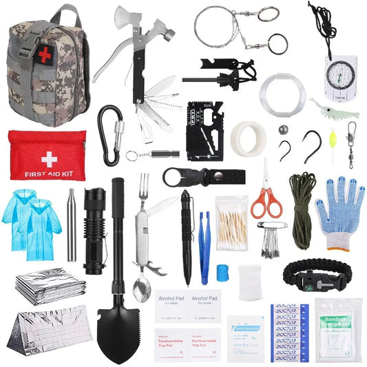 125 Pcs Survival Kits Professional Emergency Survival Gear Tactical First Aid Kit Supplies for Outdoor Adventure Camping Hiking