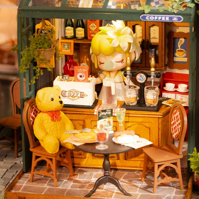 Robotime Tipsy Restaurant Wooden Miniature Dollhouse Kit
