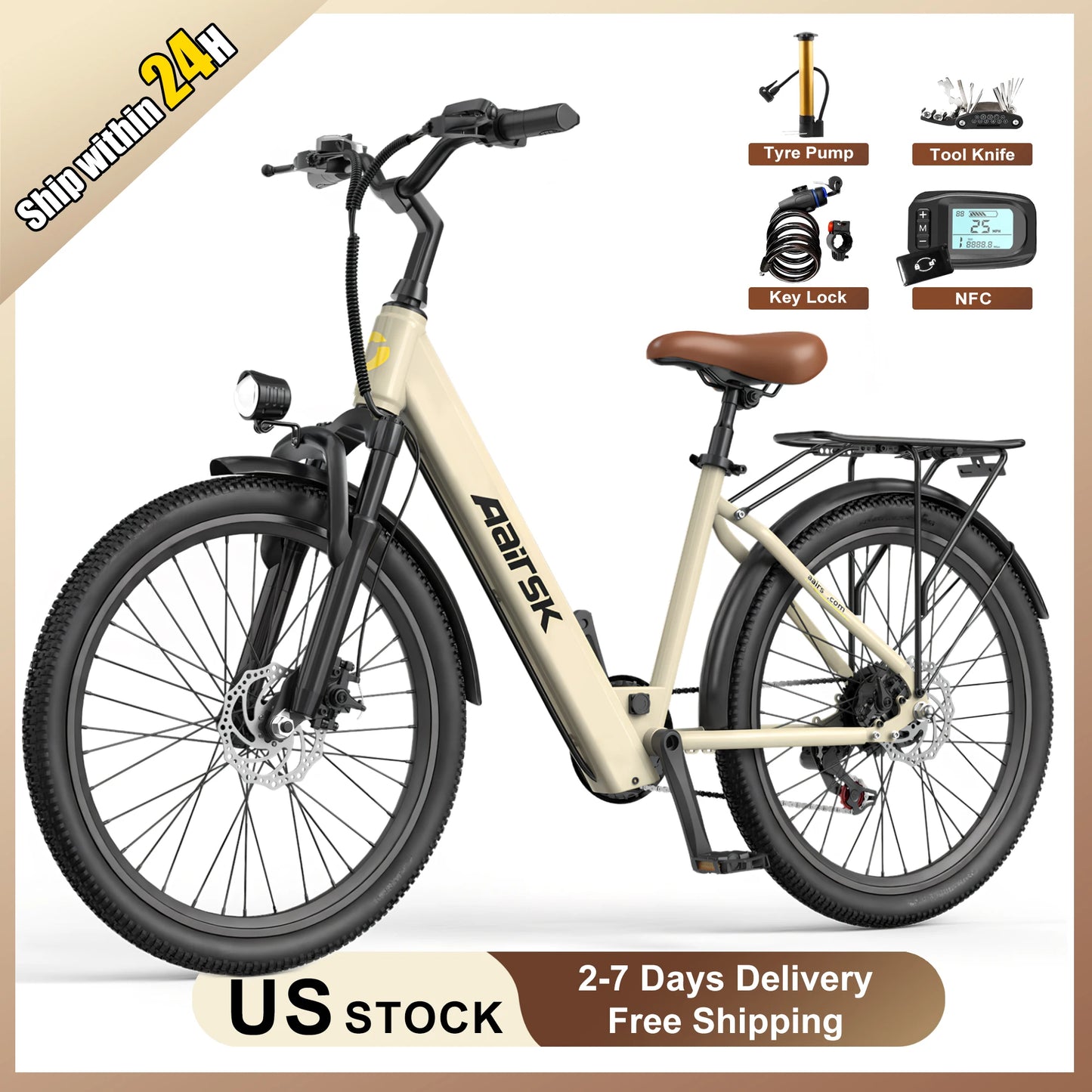 Max Speed Electric Mountain Bike 468Wh Battery 7 Speed