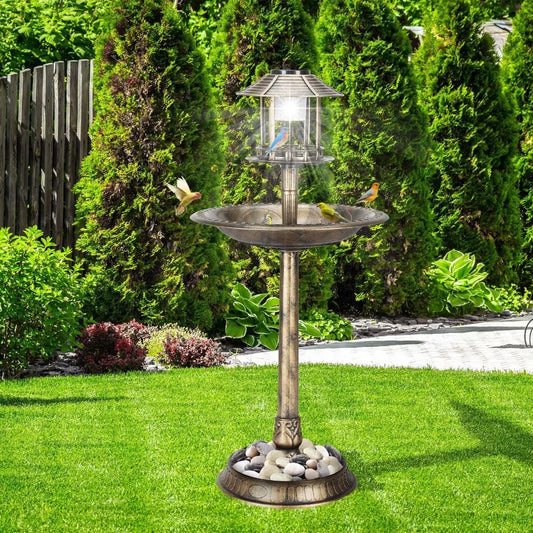 Bird Bath With Solar Light Garden Decor Brand 25 Outdoors