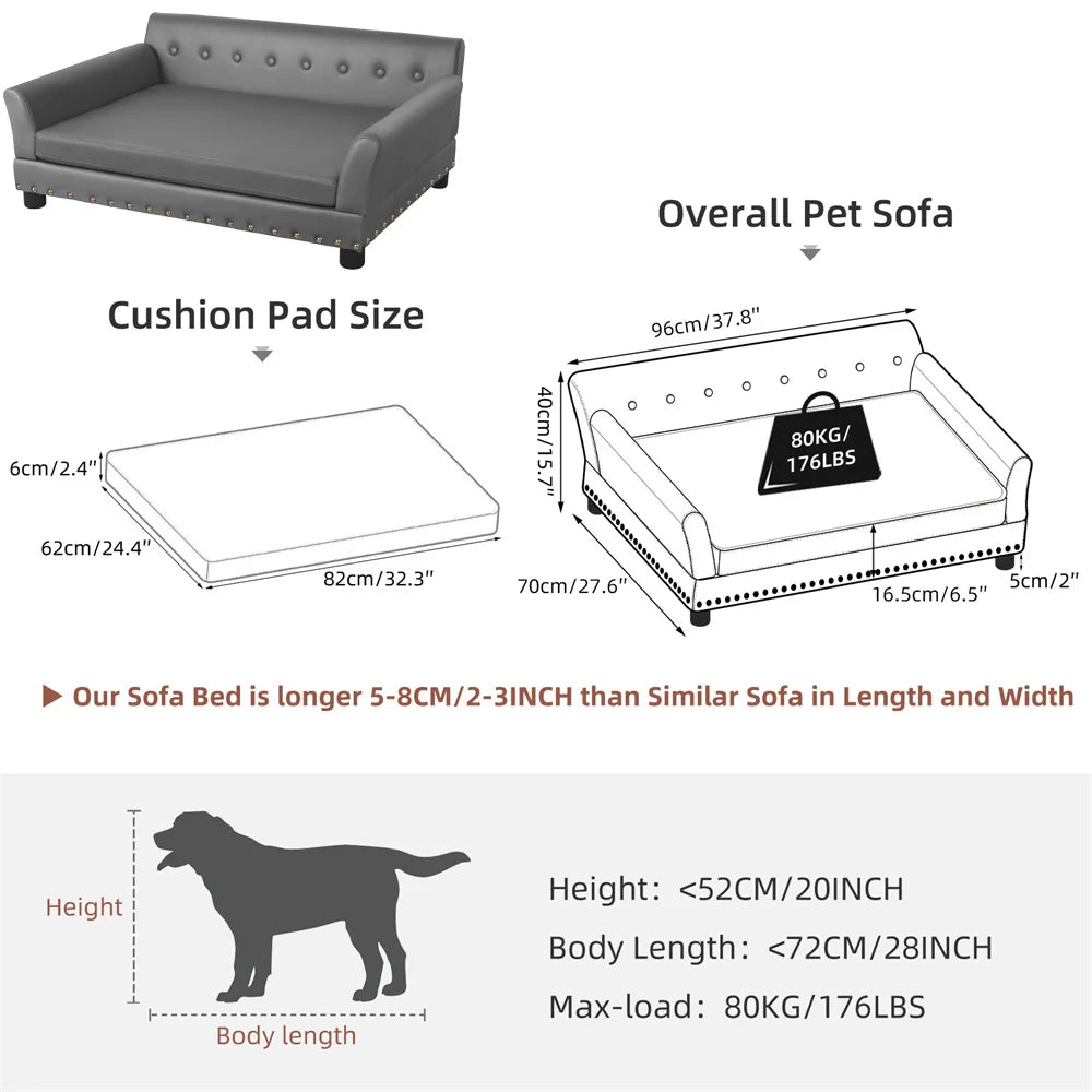 Borwart Heavy Duty Pet Sofa Cushioned Raised Dog Bed