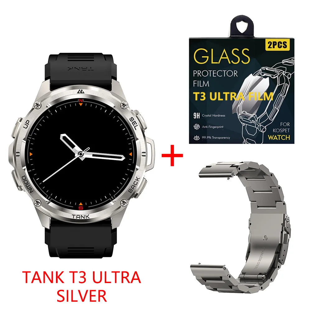Original KOSPET TANK T3 Ultra Smart Watch for Men and Women GPS Fitness Tracker with AMOLED Display and Bluetooth Connectivity