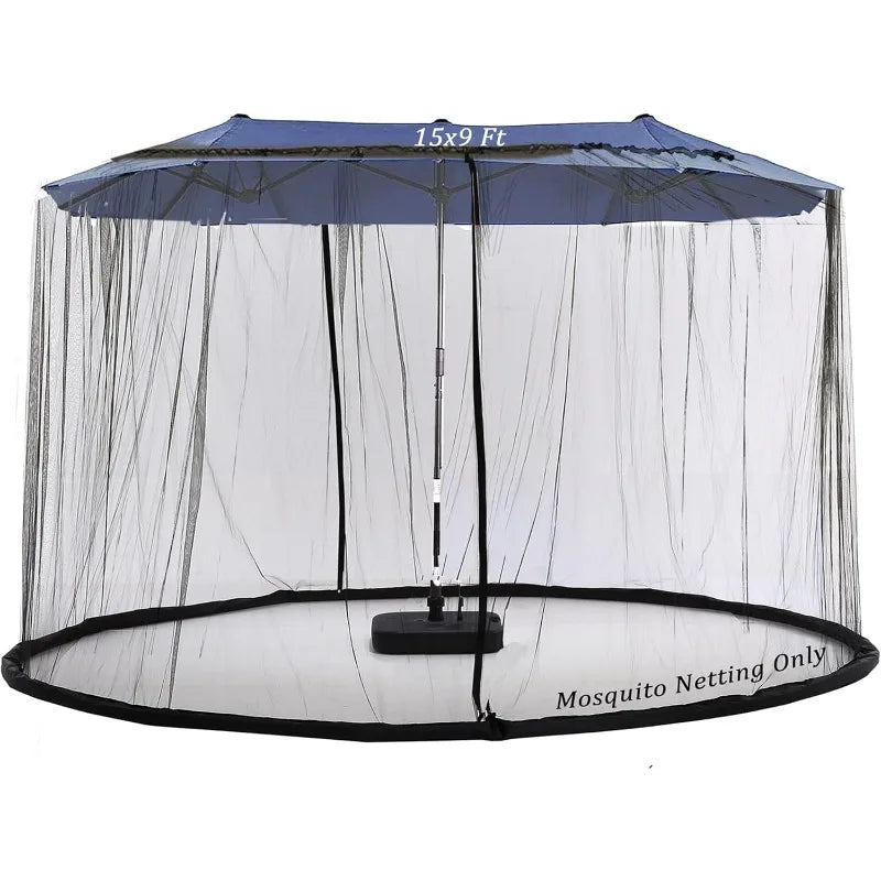 15Ft Mosquito Netting for Patio Double-Sided Umbrella Large Outdoor Screen Mesh with Double Zipper