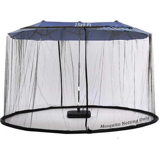 15Ft Mosquito Netting for Patio Double-Sided Umbrella Large Outdoor Screen Mesh with Double Zipper