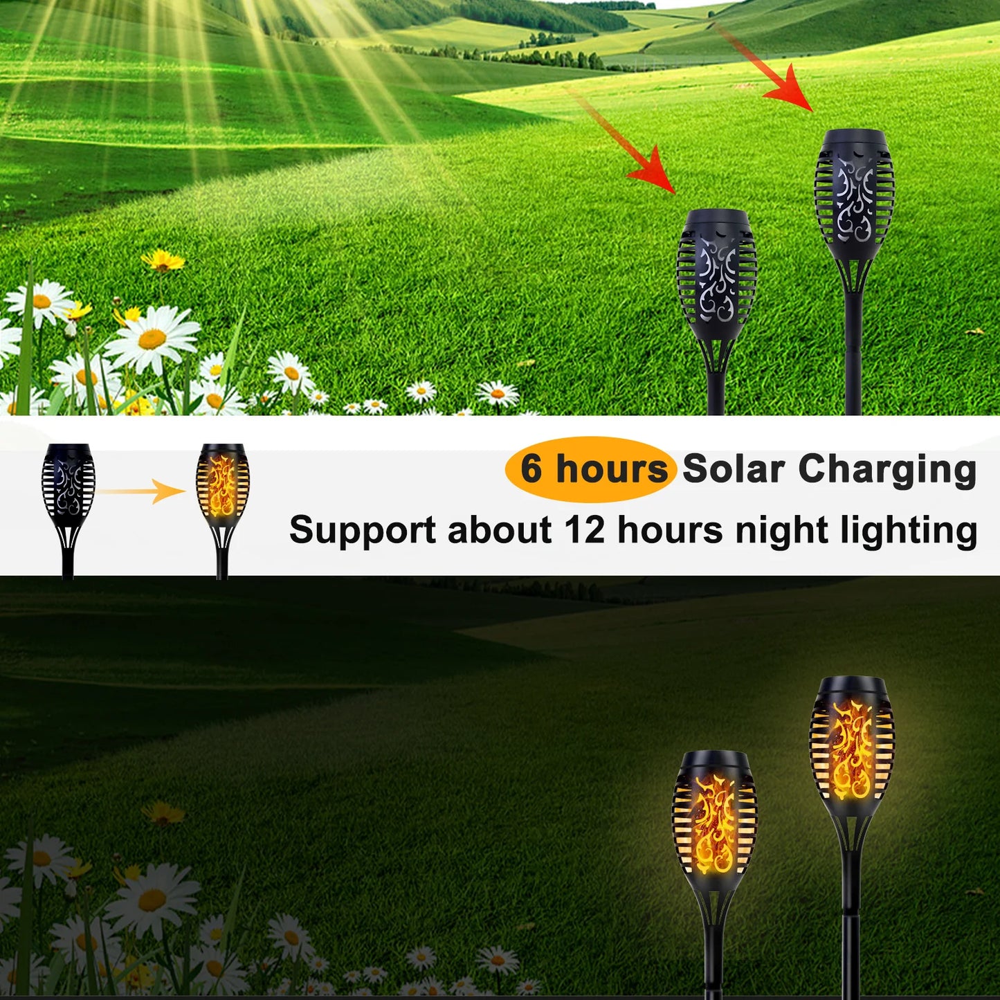 Solar Lights Outdoor LED 4 6 8 12 Pcs Solar Torch Lights with Flickering Flame Waterproof Garden Decoration Lawn Path Yard Patio
