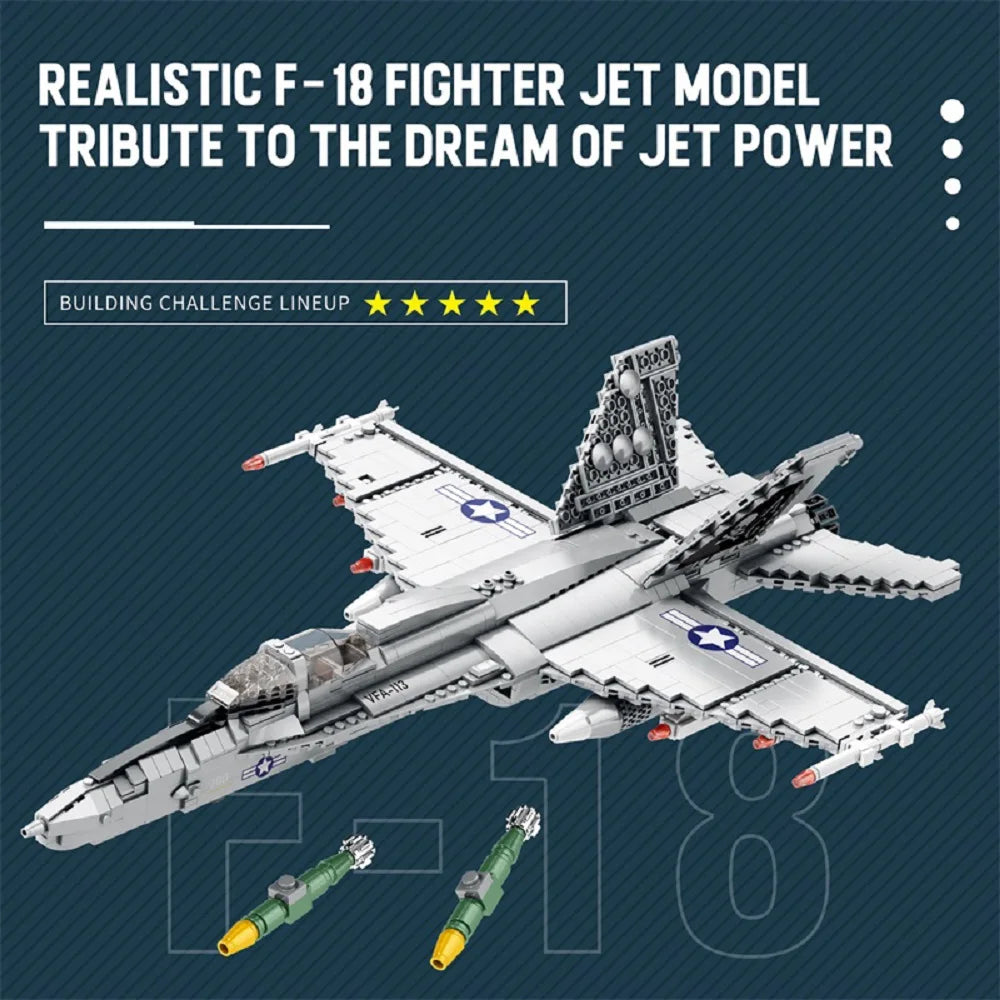 F18 Strike Hornet Fighter Building Blocks Set Jet Kit