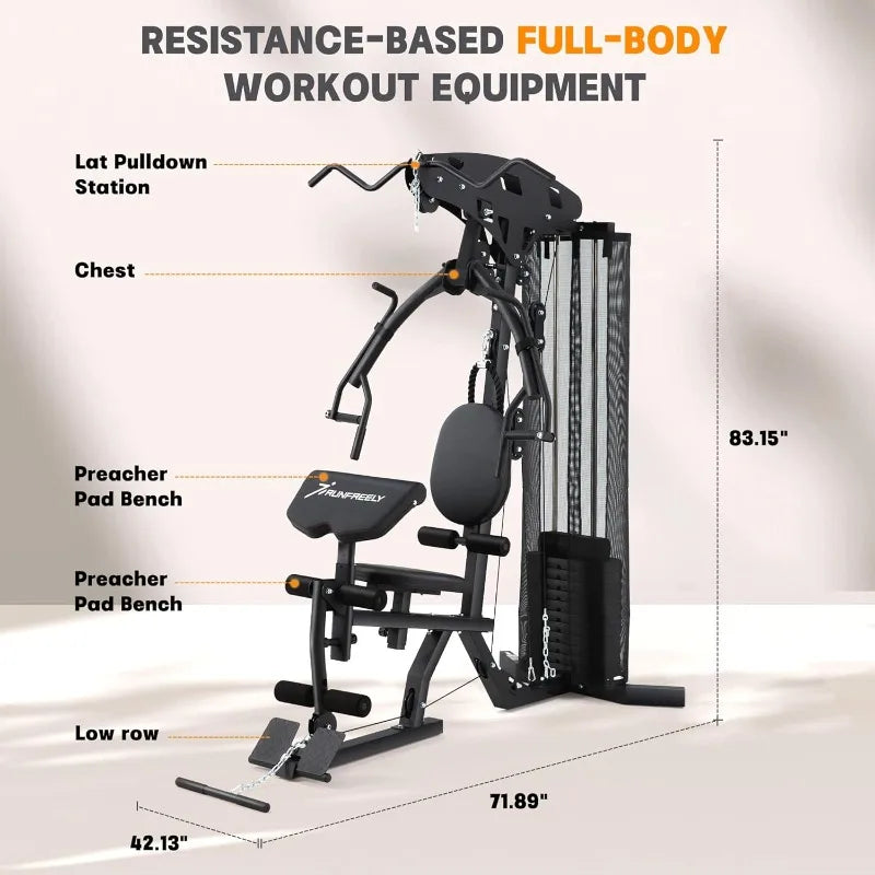 All In One Weight Machine for Home Gym Multifunction Workout Station Equipment with 150LBS Weights Stack