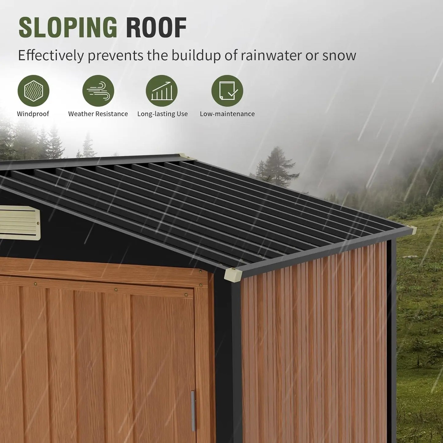 Outdoor Storage Shed 6x4 Ft Lockable Metal Garden Shed with Window Tool Shed Tiny House Vertical Storage Building for Backyard Lawn Patio and Bike