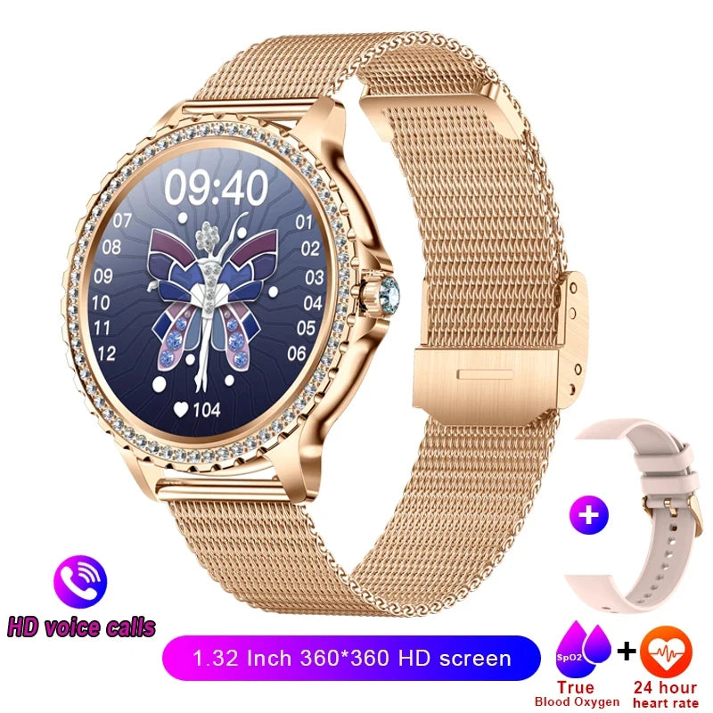 Xiaomi Mijia Women's Smart Watch with True Blood Oxygen Monitoring 1.32 Inch HD Screen Diamond Bracelet Bluetooth Call Smartwatch for Ladies