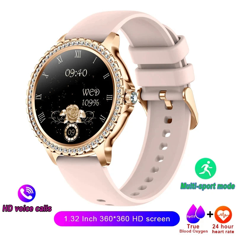 Xiaomi Mijia Women's Smart Watch with True Blood Oxygen Monitoring 1.32 Inch HD Screen Diamond Bracelet Bluetooth Call Smartwatch for Ladies