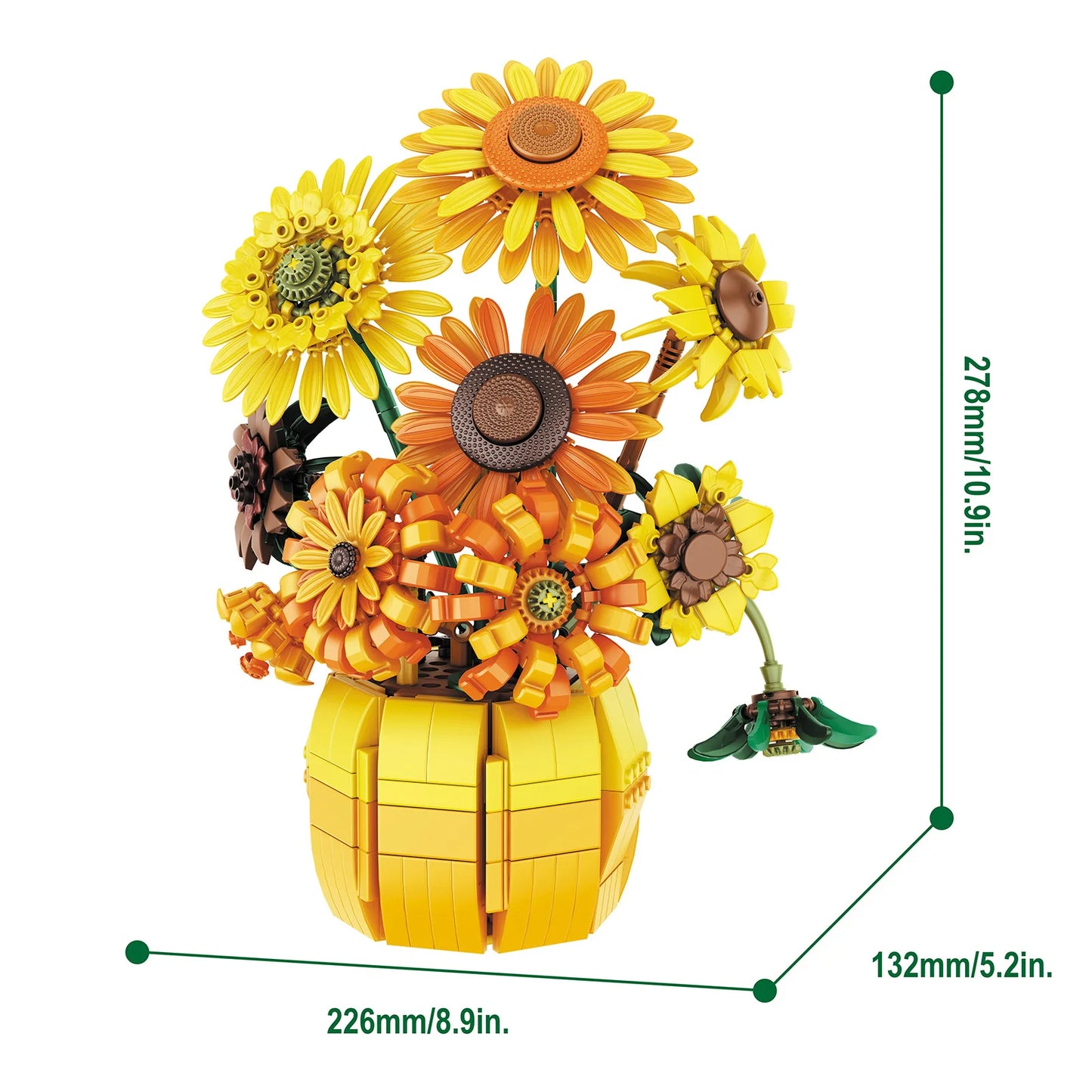 25 Sunflower Building Blocks Bouquet Kit Home Decor