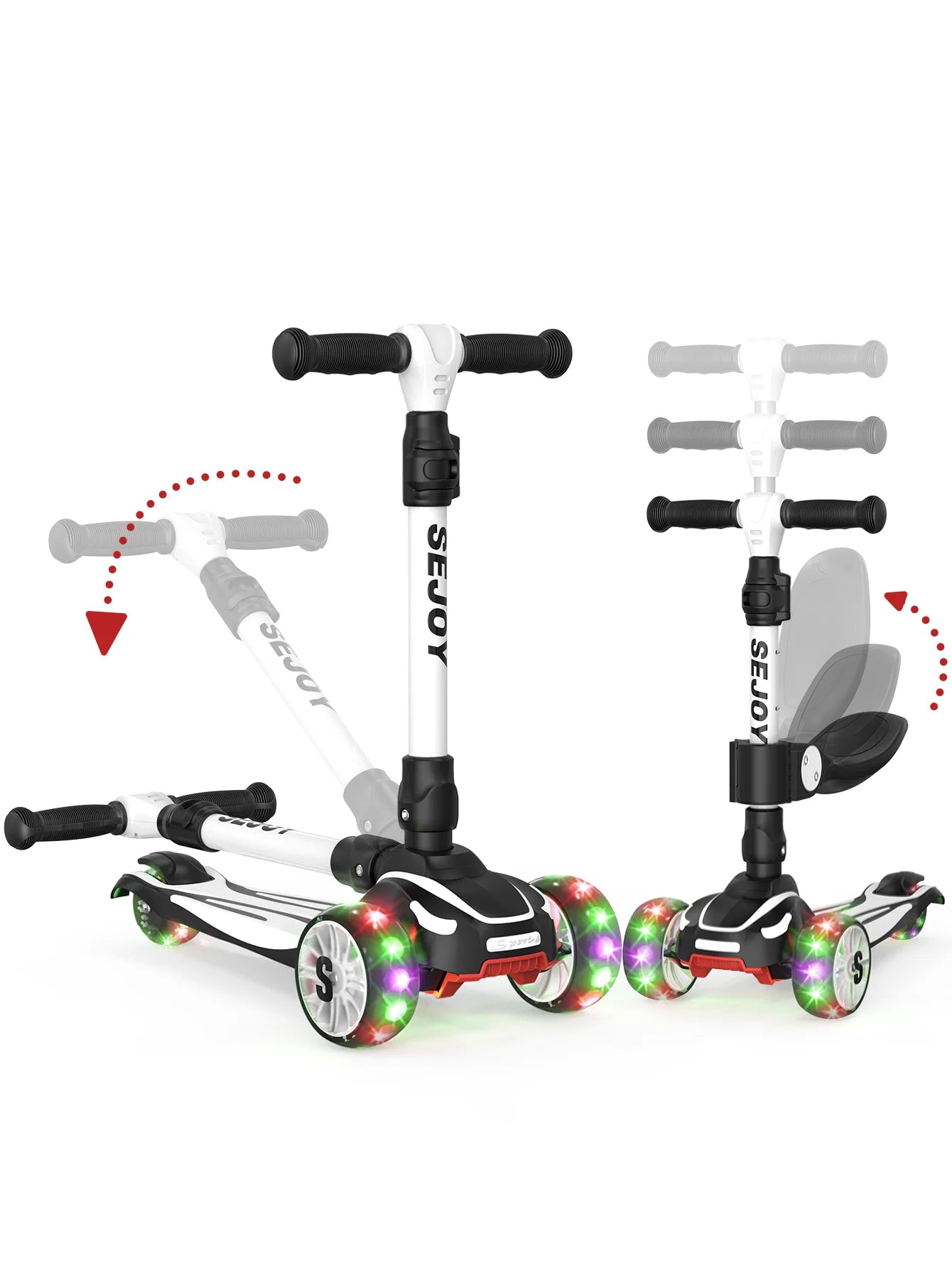 Sejoy Three Wheel Kick Scooter With LED Lights For Kids
