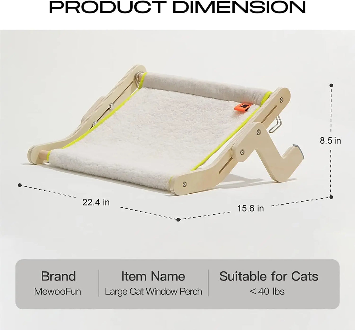 Mewoofun Cat Window Perch Lounge Mount Hammock Window Seat Bed Shelves for Indoor Cats No Drilling Large Beige