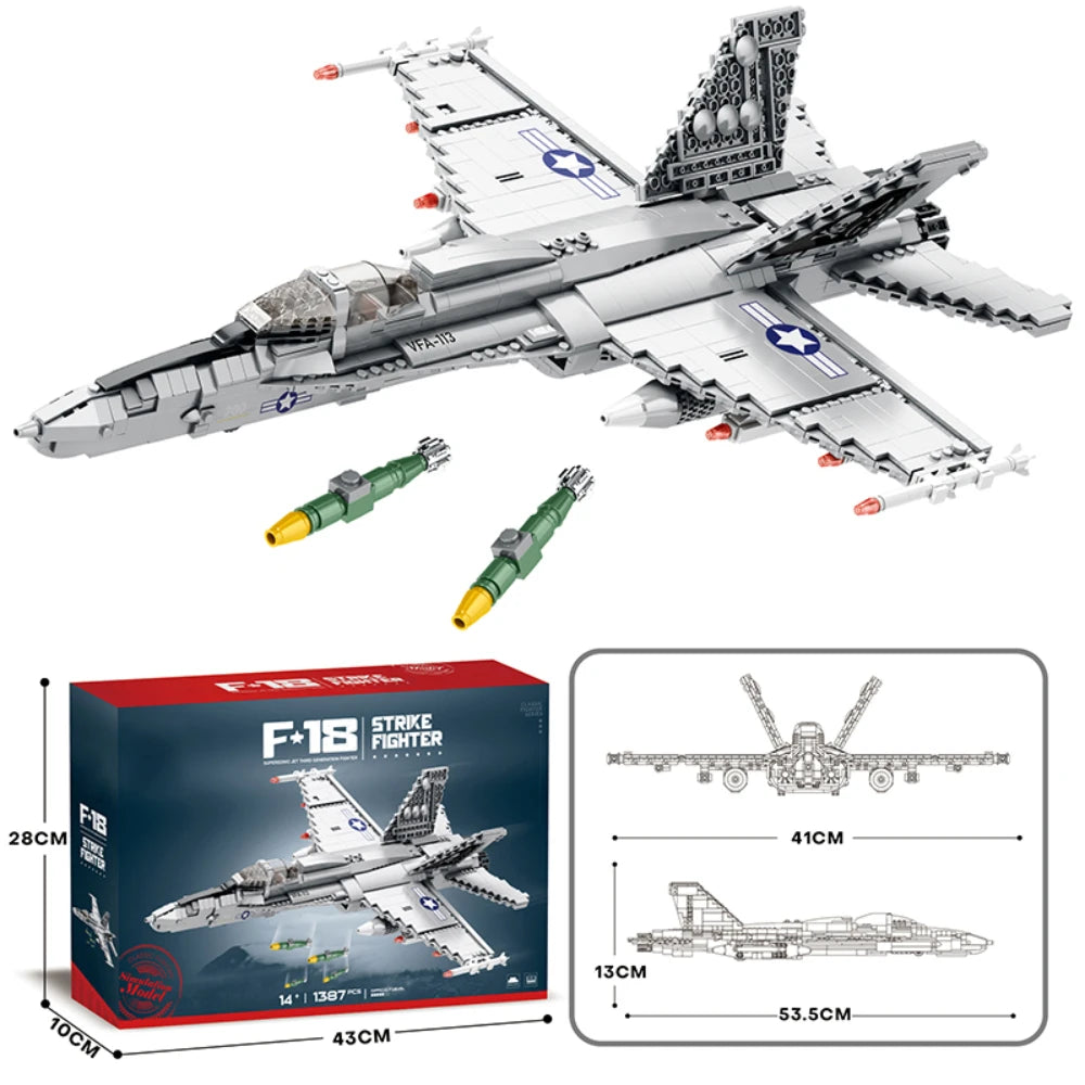 F18 Strike Hornet Fighter Building Blocks Set Jet Kit