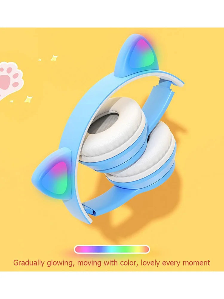 APWIKOGER Wireless Cat Ear Gaming Headset With Glow Light