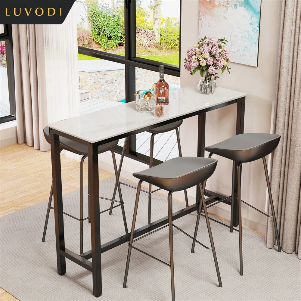 LUVODI Rectangular Home Bar Table Kitchen Breakfast Counter Pub Table for Dining Room Business Area Offices