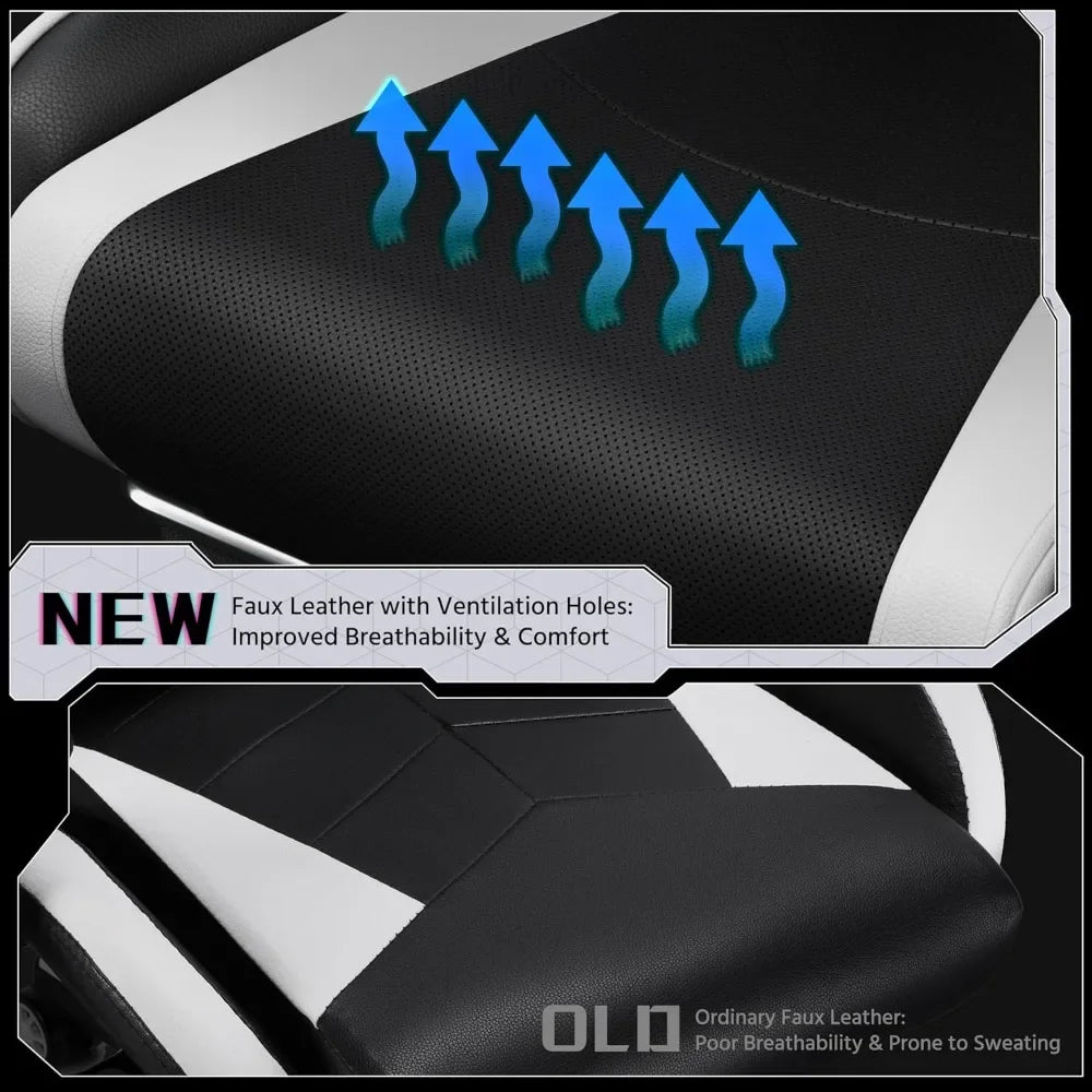 Ergonomic Gaming Chair with Swivel Seat and Headrest Adjustable Video Game Chair with Massage Lumbar Support and Footrest Height