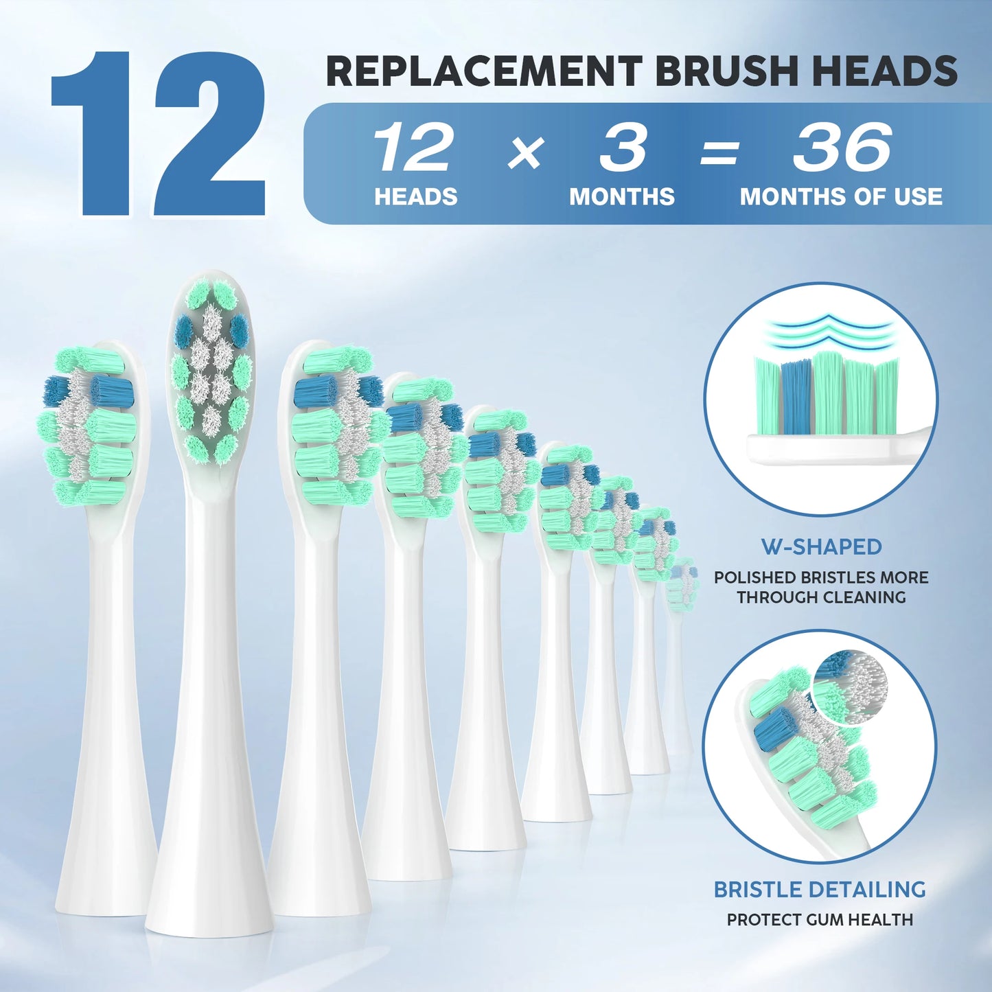 Sejoy USB Rechargeable Smart Electric Toothbrush 12 Heads