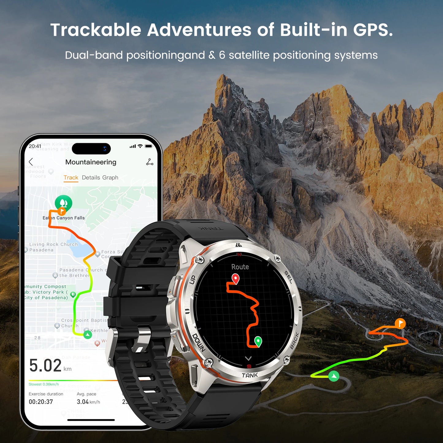 Original KOSPET TANK T3 Ultra Smart Watch for Men and Women GPS Fitness Tracker with AMOLED Display and Bluetooth Connectivity
