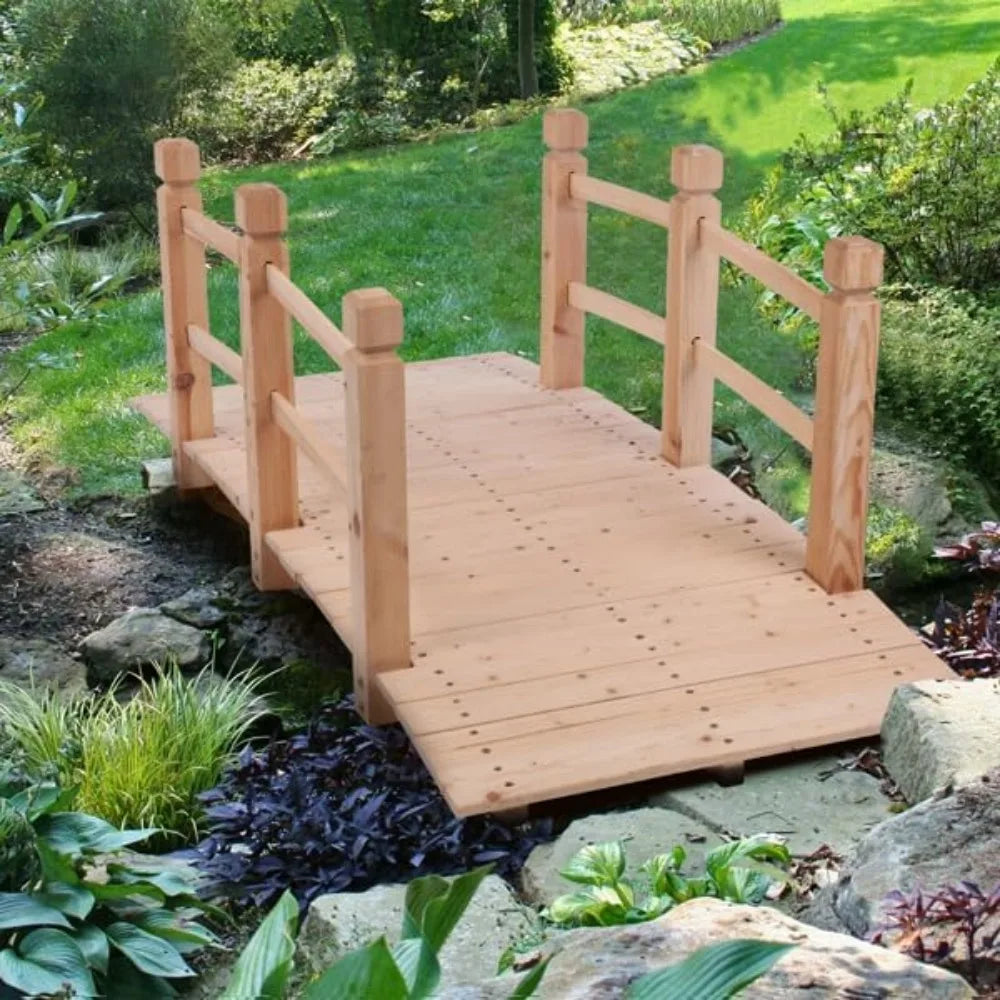 Hign-concerned Garden Arched Wood Bridge For Backyard Decor