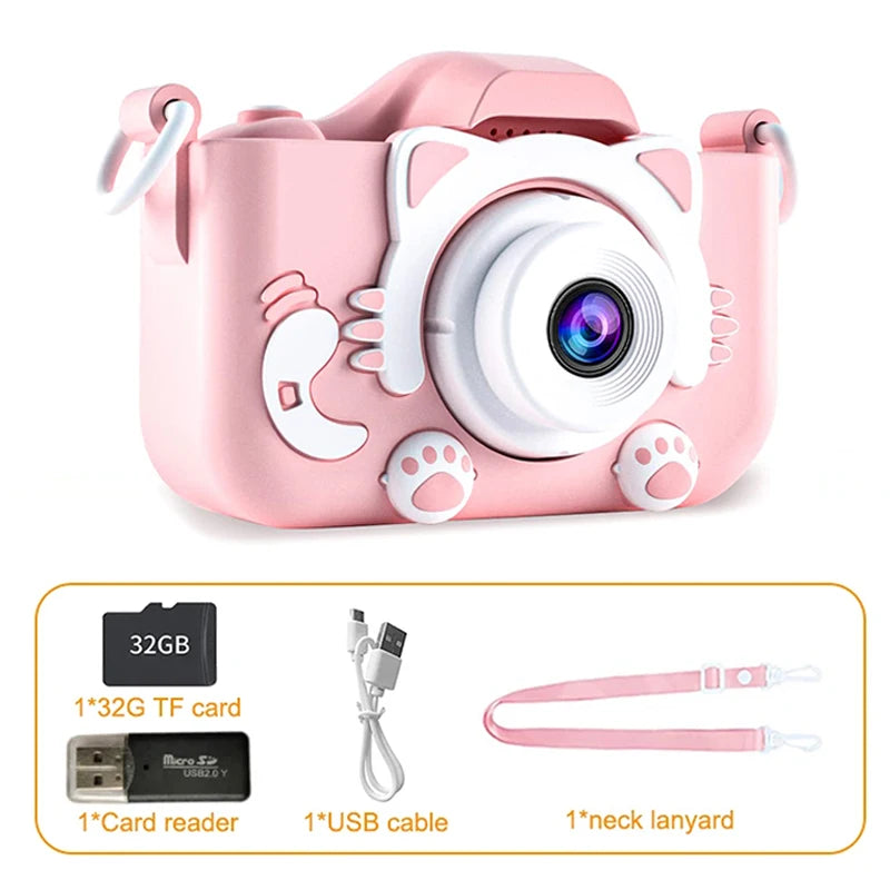 Kids Mini Digital Camera Toys with Soft Silicone Cover 32GB SD Card for Boys and Girls Christmas Gift