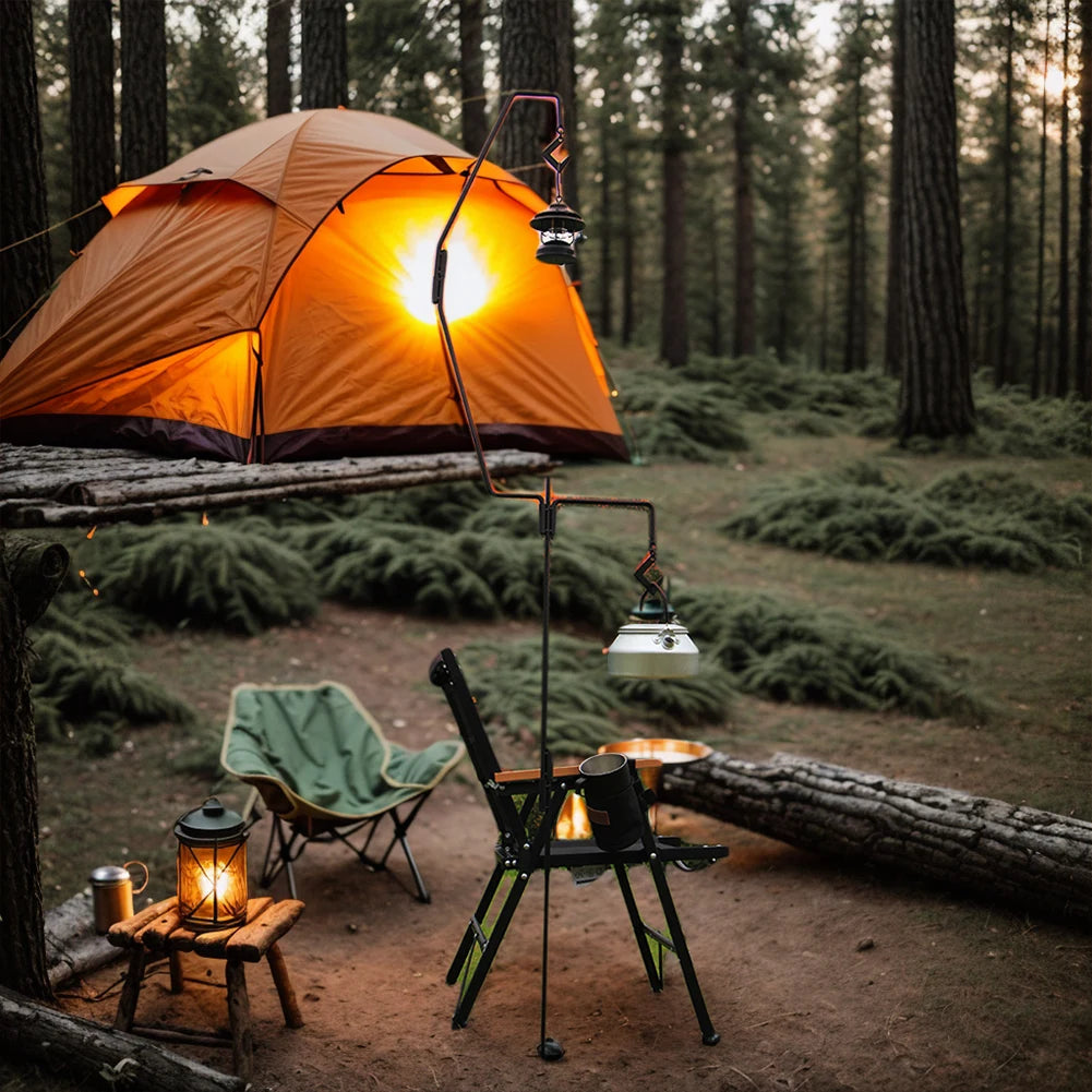 Folding Lamp Holder with Storage Bag Portable Outdoor Light Stand Detachable Camping Equipment