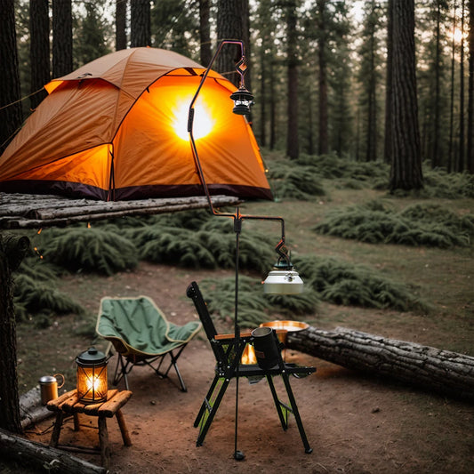 Folding Lamp Holder with Storage Bag Portable Outdoor Light Stand Detachable Camping Equipment