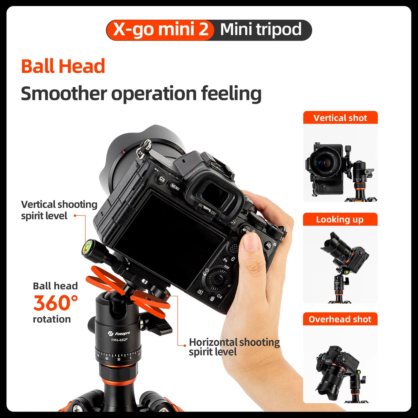 Fotopro Mini Tripod Portable Desktop Carbon Fiber Travel Tripod With Ball Head X-GO MINI 2