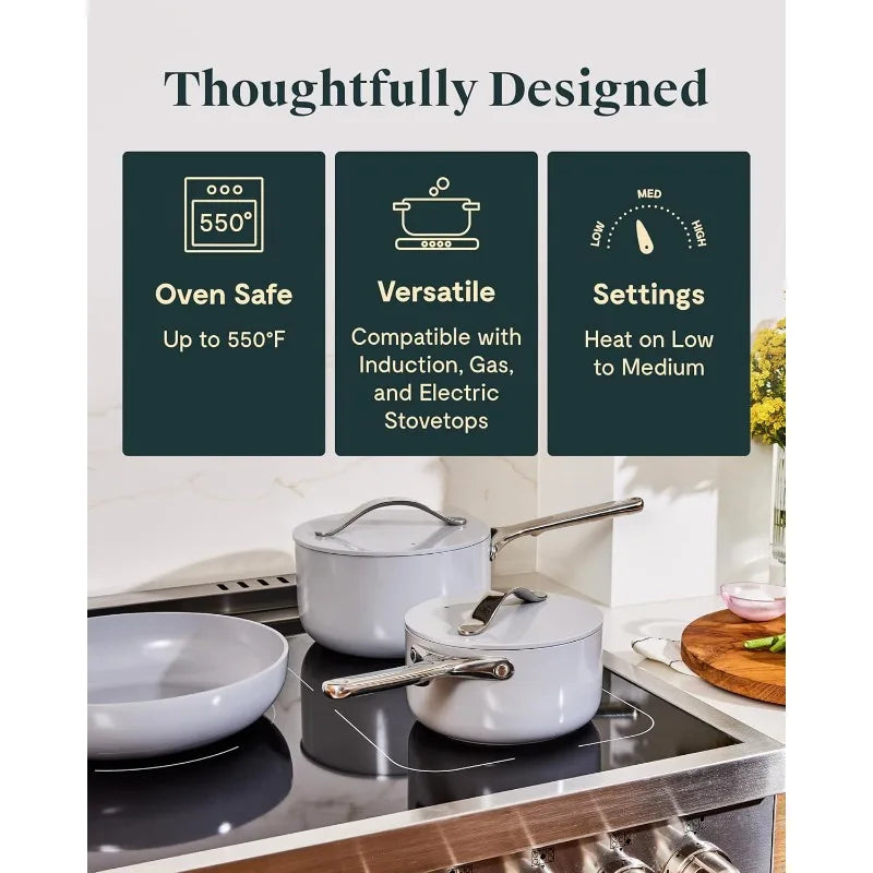 Caraway Nonstick Ceramic Cookware Set Pots Pans Lids