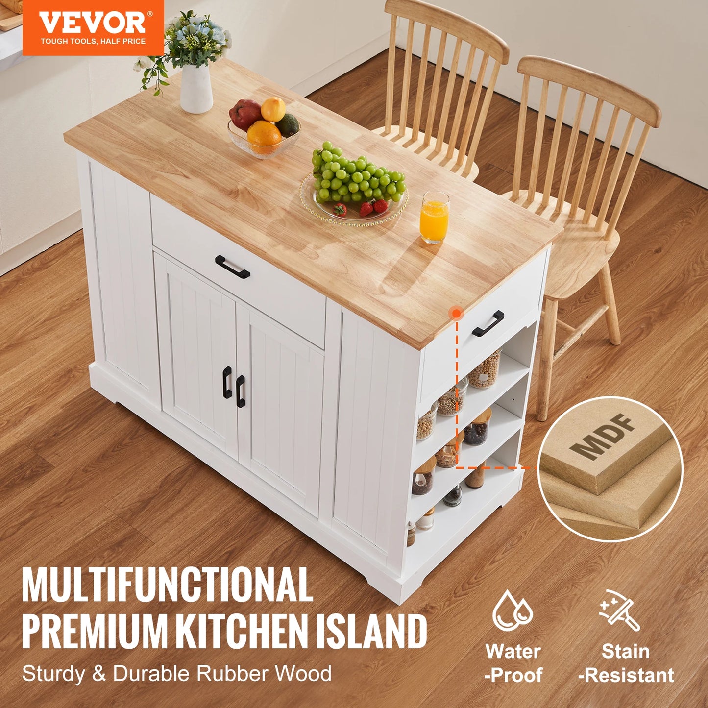 Succebuy Kitchen Island Cart With Wood Top And Storage