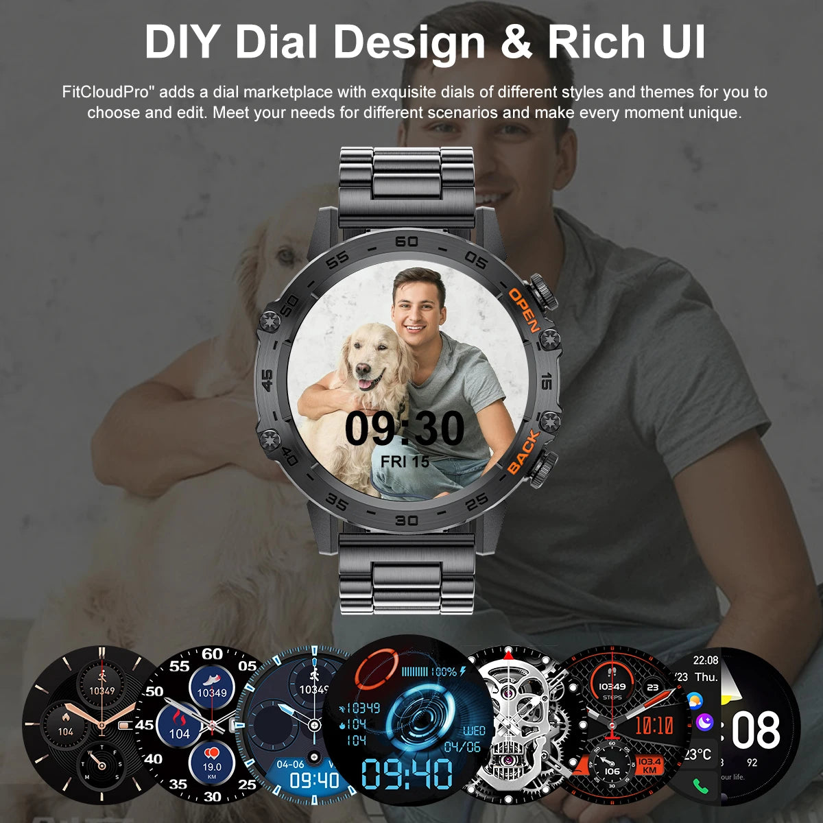 LIGE Smartwatch For Men Bluetooth Calling Waterproof Health Monitoring 400mAh Outdoor Sport Smartwatch Reloj Hombre