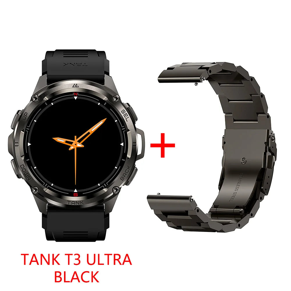 Original KOSPET TANK T3 Ultra Smart Watch for Men and Women GPS Fitness Tracker with AMOLED Display and Bluetooth Connectivity