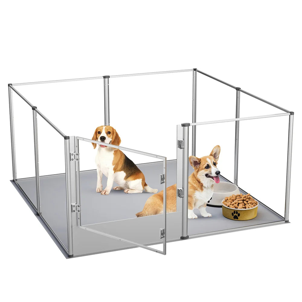 Extra Large Dog Playpen Acrylic Enclosure Pet Animal Bunny Ferrets Dog Fence Cage Whelping Box with Waterproof Pad
