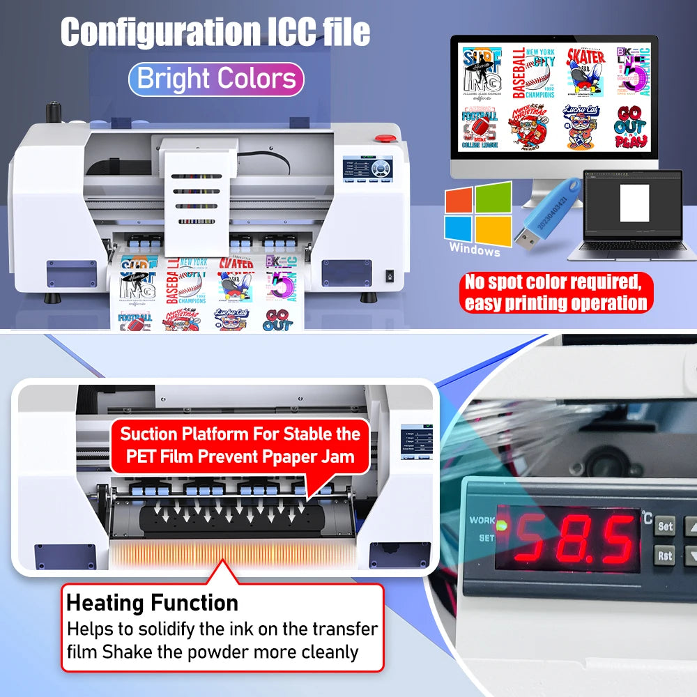 OYfame 33CM A3 DTF Printer for Epson XP600 Direct to Film T-Shirt Printing Machine with DTF Shaking Machine