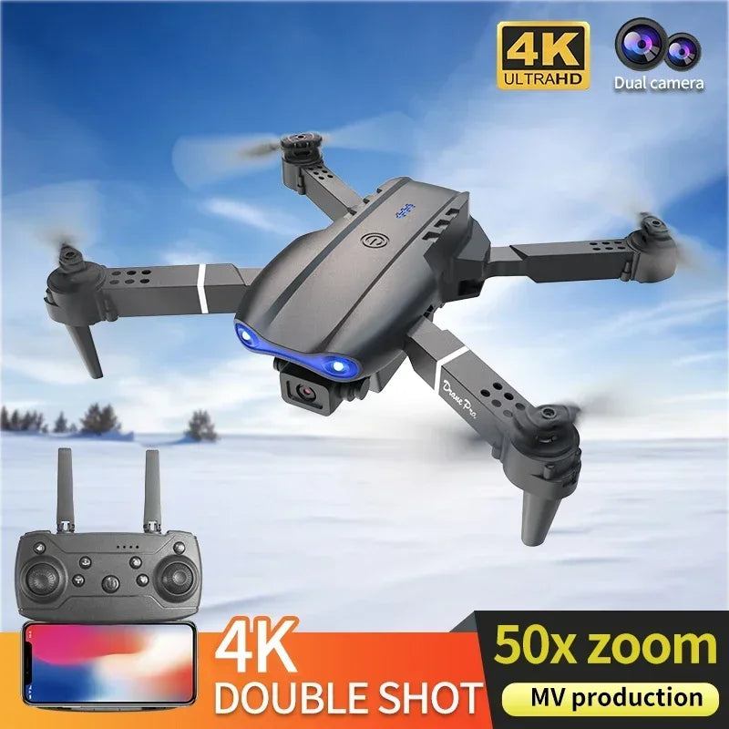 E99 E88 4K Professional RC Drone with Wide HD Camera and WIFI FPV Real Time Transmission One Key Start Ideal Gift Toy for Adults and Kids