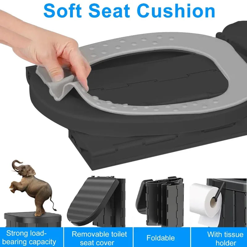 Gazily Portable Foldable Camping Toilet Set with Privacy Tent Black