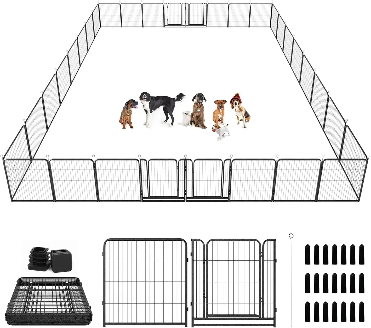 Dog Playpen Outdoor Extra Wide 40 Inch High Rust Resistant Portable RV Campground with Gates 84 Feet 561 Square Feet