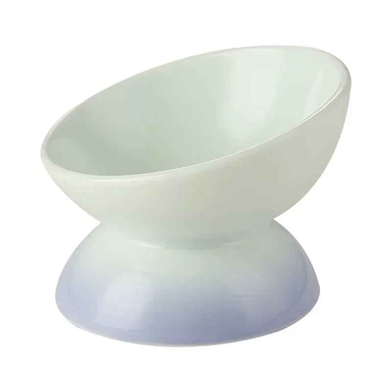 Cat Ceramic Bowl Gradient Pet Food Water Feeder Raised Tilted Design for Small Dogs and Cats