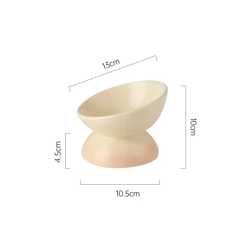 Cat Ceramic Bowl Gradient Pet Food Water Feeder Raised Tilted Design for Small Dogs and Cats