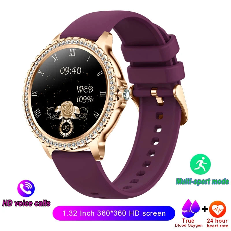 Xiaomi Mijia Women's Smart Watch with True Blood Oxygen Monitoring 1.32 Inch HD Screen Diamond Bracelet Bluetooth Call Smartwatch for Ladies