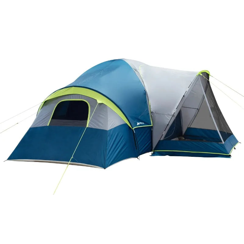 Ozark Trail 10 Person Dome Tent with Screen Porch 3 Room Family Camping Tent with Weather Protection