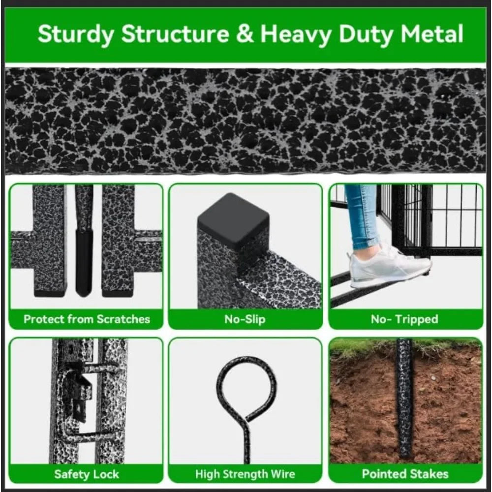 Dog Playpen Outdoor Extra Wide 40 Inch High Rust Resistant Portable RV Campground with Gates 84 Feet 561 Square Feet