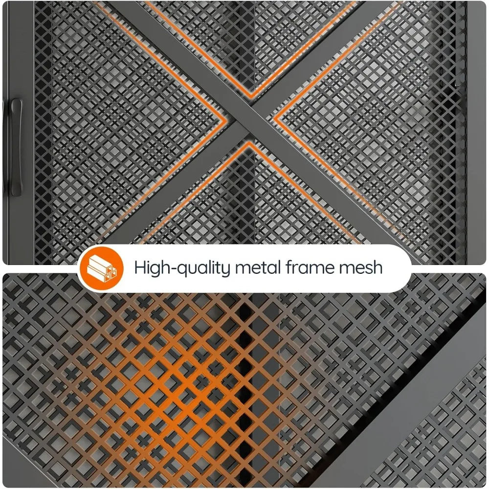 43.3 Inch Dog Crate Furniture with Storage Shelves and LED Light Heavy Duty Dog Kennel Indoor Wooden Dog Cage End Table with Hooks