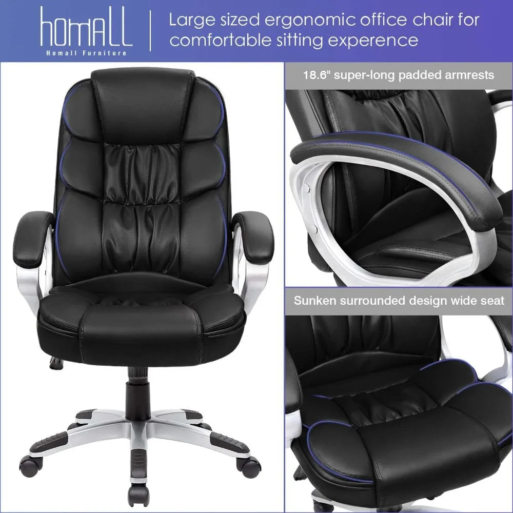 Office Chair High Back Computer Desk Chair PU Leather Adjustable Height Modern Executive Swivel Task Chair