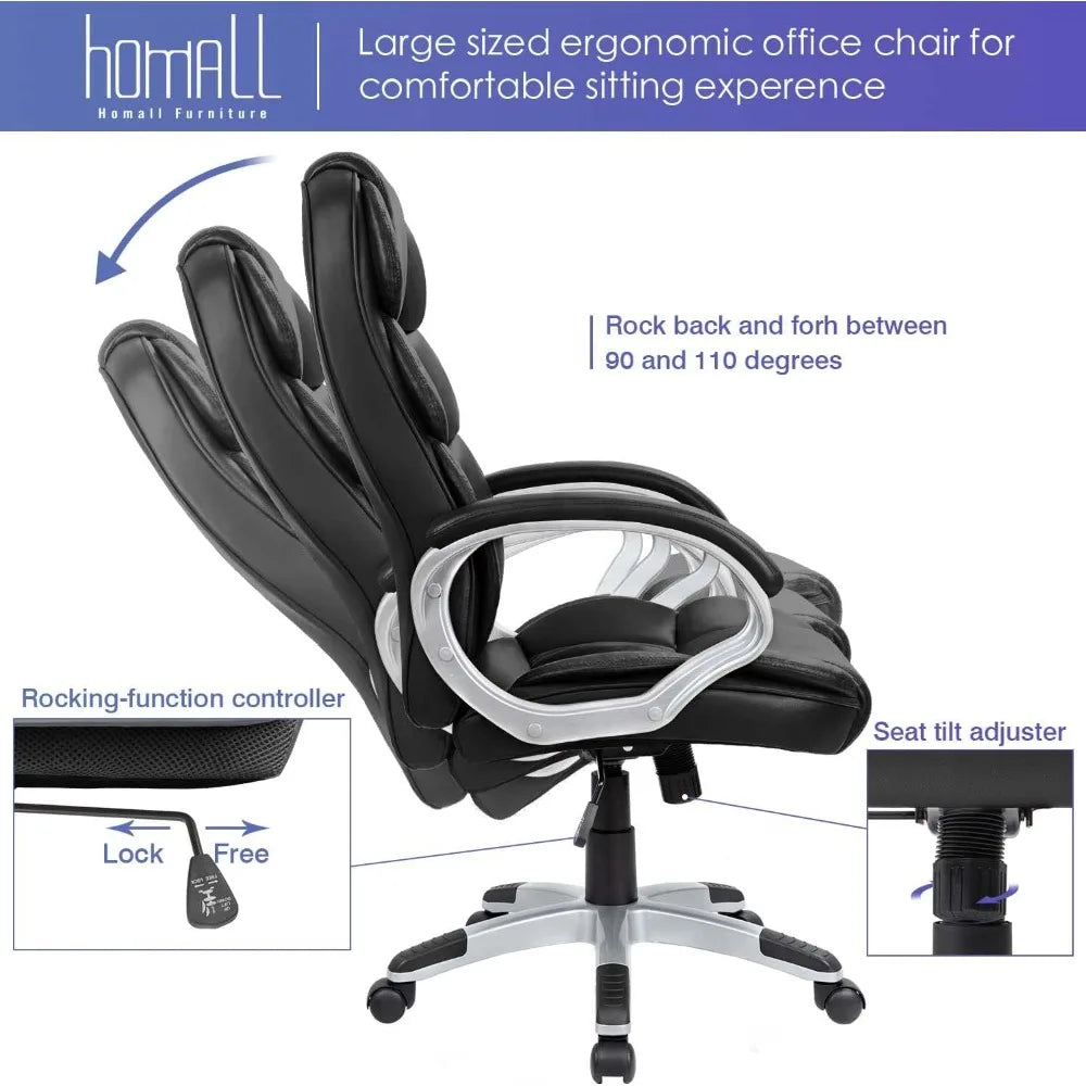 Office Chair High Back Computer Desk Chair PU Leather Adjustable Height Modern Executive Swivel Task Chair