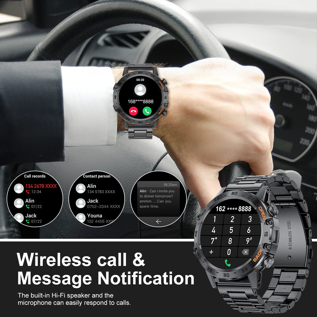 LIGE Smartwatch For Men Bluetooth Calling Waterproof Health Monitoring 400mAh Outdoor Sport Smartwatch Reloj Hombre